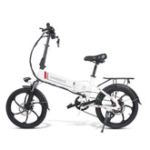SAMEBIKE 20LVXD30 Electric Bike - 350W Motor 48V10AH Battery 40KM Range Mechanical Disc Brakes - White